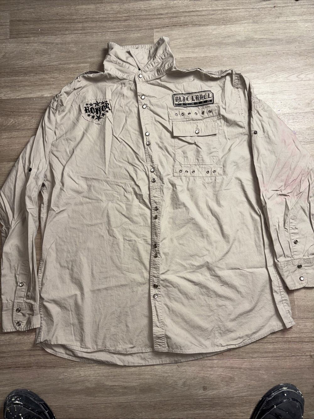 Blue Imperial Loyalty Mens Western Snap Shirt Tan Embroidered Studded Long 3x